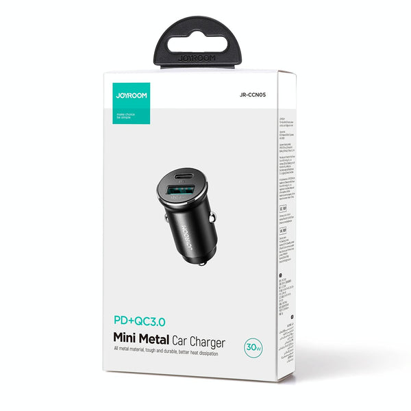 JOYROOM JR-CCN05 30W PD+QC3.0 Mini Metal Car Charger(Black)