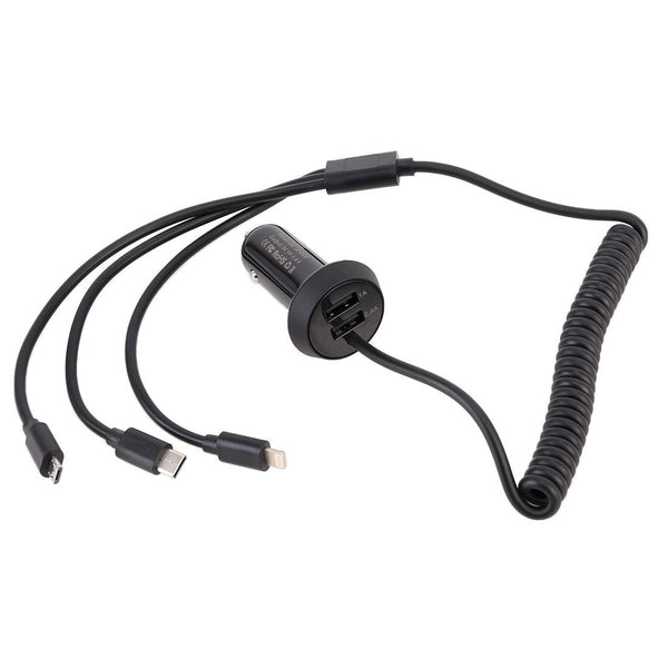 Universal Car 3 in 1 Quick Charger Dual Port USB Charger Power Outlet Adapter, Cable Length: 55cm