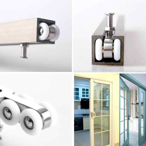 Stainless Steel Sliding Door Hanging Wheel Silent Smooth And Wear-Resistant Sliding Door Pulley Nylon Hanging Rail, Specification:4 Wheels