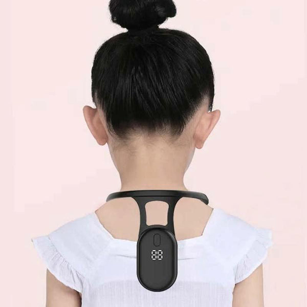 2150 Student Humpback Vibration Reminds With LCD Hanging Neck Corretor(Black)