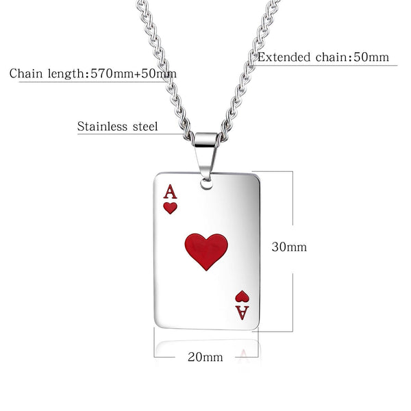 OPK 1542 Titanium Steel Men Necklace Personality Poker Pendant, Color: Black With Chain