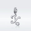 S925 Sterling Silver 26 English Letter Pendant DIY Bracelet Necklace Accessories, Style:X