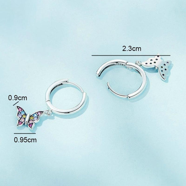 SCE1528 Sterling Silver S925 Colorful Butterfly Insect Zirconia Earrings