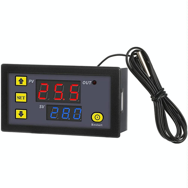High-precision Microcomputer Intelligent Digital Display Switch Thermostat, Style:12V Power Supply(Red and Blue Display)