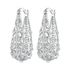 BSE753 Sterling Silver S925 White Gold Plated Openwork Pattern Zirconia Earrings