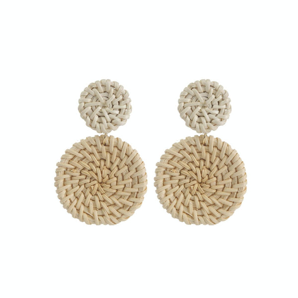 E2002-15 Double Cake Bamboo Vine Handmade Woven Earrings Bosomia Style Earrings