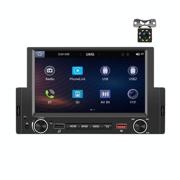 6.2 Inch MP5 Player Single Butt Universal Wired CarPlay Car Monitor, Model: Standard+4 Light Camera