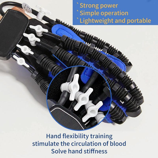 Intelligent Robot Split Finger Training Rehabilitation Glove Equipment With UK Plug Adapter, Size: M(Blue Left Hand)