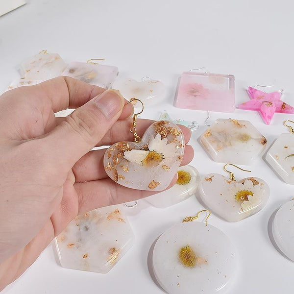 DIY Epoxy Resin Three-Dimensional Geometric Pendant Earring Silicone Mold, Spec: Heart