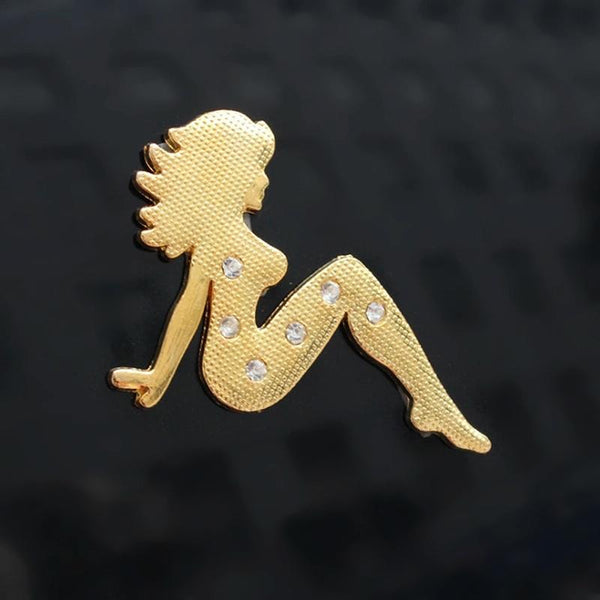 Beautiful Girl Diamond Metal Chrome Badges (Gold)