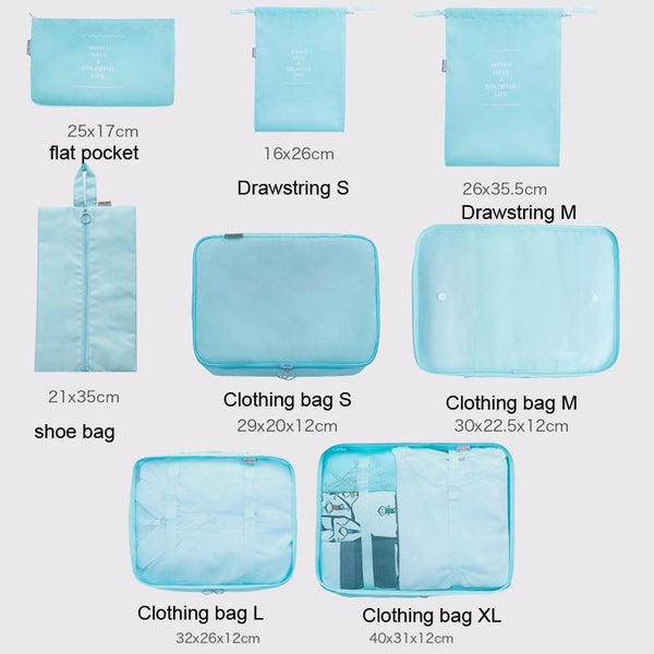 8 In 1 Toiletry Bag Travel Storage Bag Set Folding Storage Bag(Gray)
