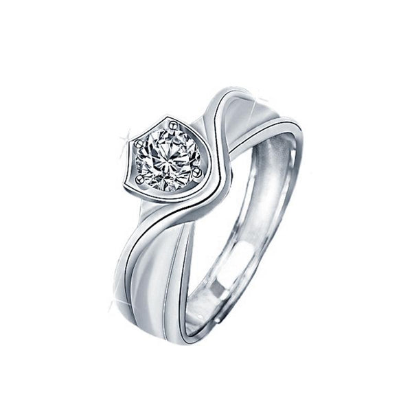 XJA011 Couple Ring Mosan Diamond S925 Silver Ring, Style: Mens