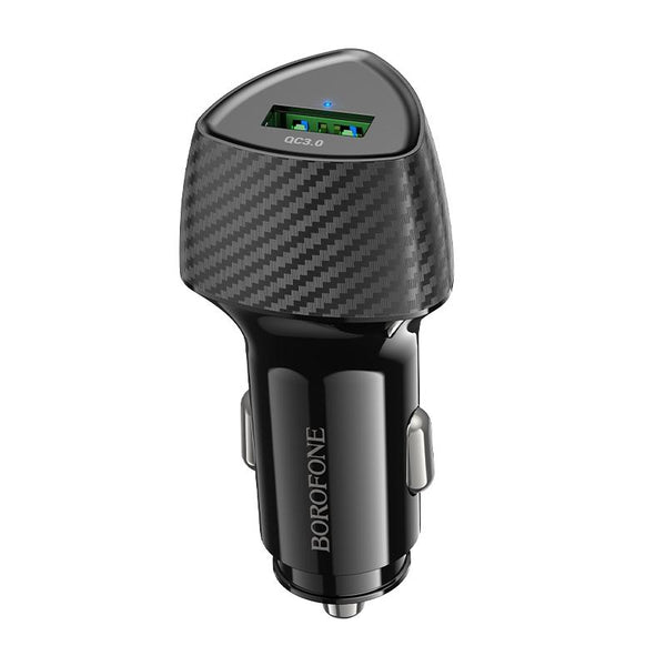 BOROFONE BZ31 Solid Single-port QC3.0 USB Car Charger(Black)