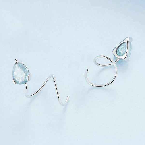 BSE755 Sterling Silver S925 Water Drop Ice Flower Zirconia Surround Earrings