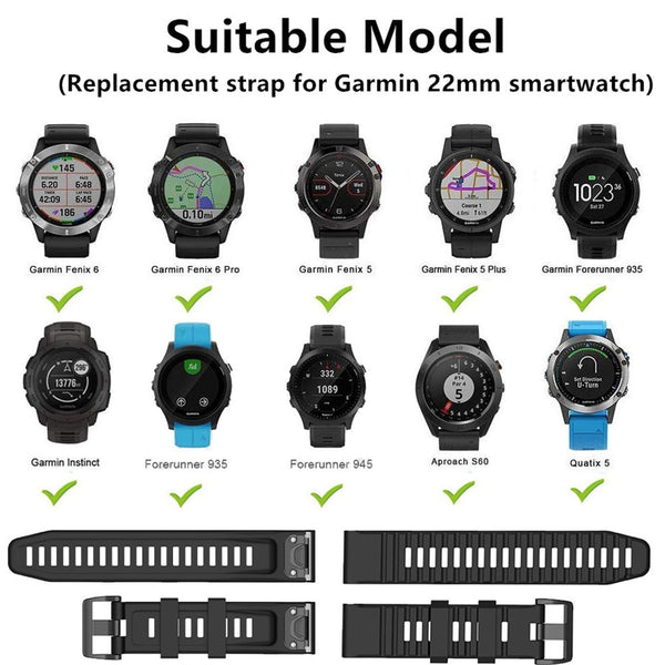 For Garmin Fenix 5 Silicone Watch Band(Black)