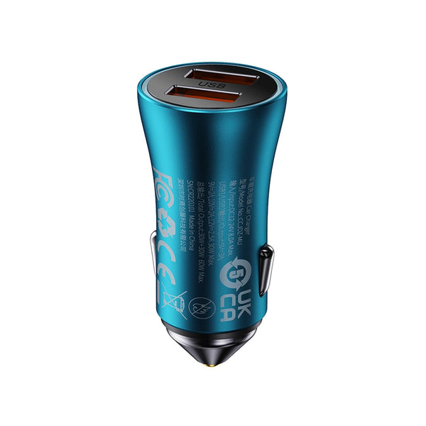 Baseus CCJDZ-MU 60W Dual USB Fast Charging Car Charger(Navy Blue)