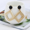 E2002-4 Blue Frame Bamboo Vine Handmade Woven Earrings Bosomia Style Earrings