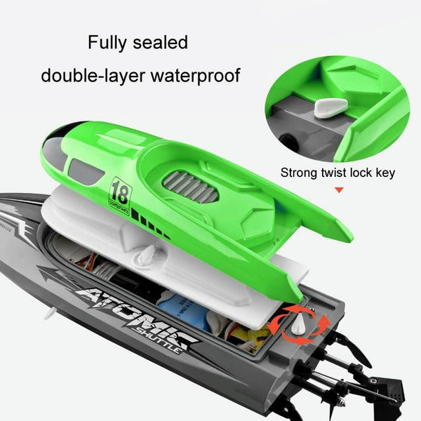 EB02 2.4G Wireless RC Boat Circulating Water-Cooled High-Speed Speedboat Racing Boat Model Toy(Green)