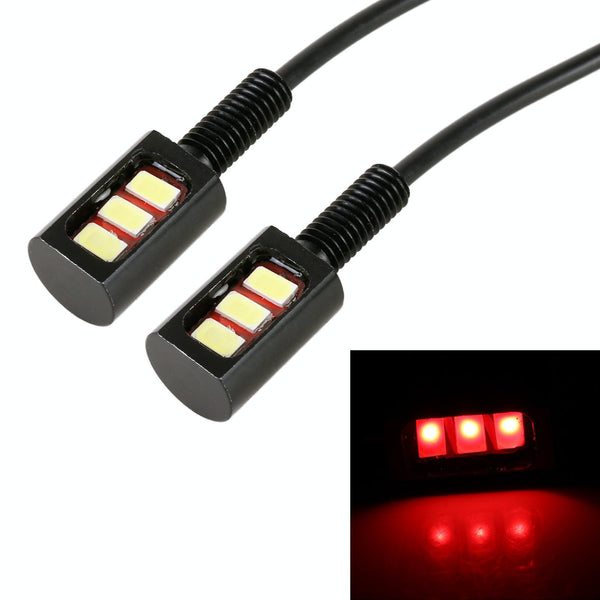 1 Pair DC12V 0.4W 3LEDs SMD-5630 Car / Motorcycle License Plate Light, Cable Length: 27cm (Red Light)