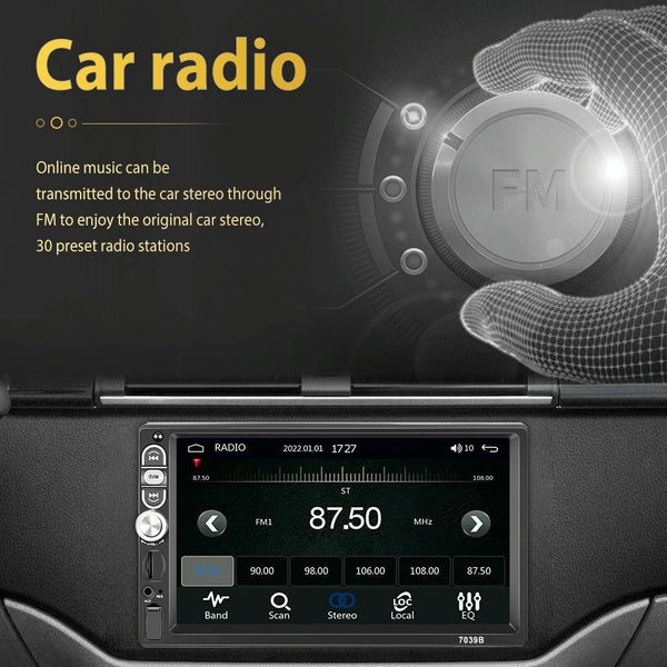 A3061 7 Inches MP5 Bluetooth Player Universal Wired CarPlay Reversing Image Integrated, Style: Standard+12 Lights Camera