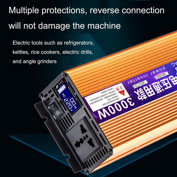 XINBOKE Universal Positive Wave Car Inverter Home Solar Inverter 60V/72V 3000W To 220V 1200W