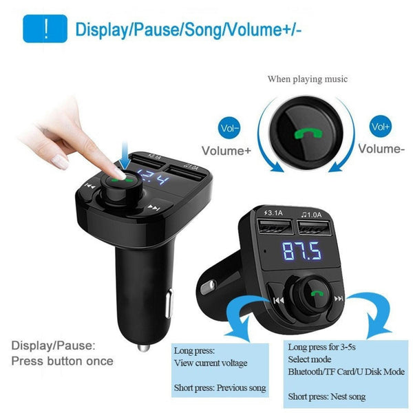 X8 Car MP3 Wireless Stereo Music Player FM Transmitter(Black)