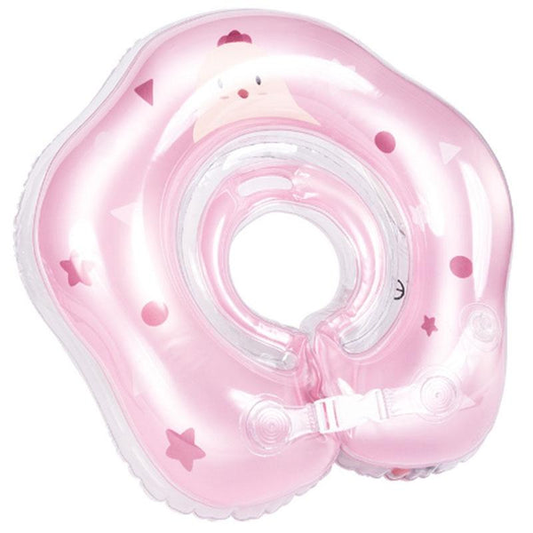 Cute Cartoon Chick Pattern Transparent PVC Adjustable Inflatable Baby Swimming Float Ring Neck Ring(Pink Medium)