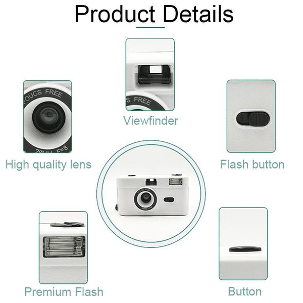 R2-FILM Retro Manual Reusable Film Camera for Children without Film(Black+Purple)