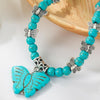 Bohemian Turquoise Natural Stone Sweater Vintage Pendant, Model: N2203-14 Butterfly Model