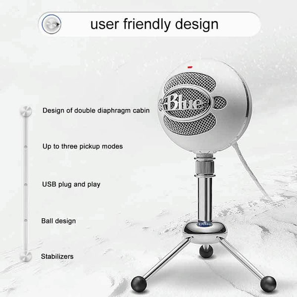 Logitech Blue Snowball-ice USB Condenser Anchor Recording Microphone (Black)