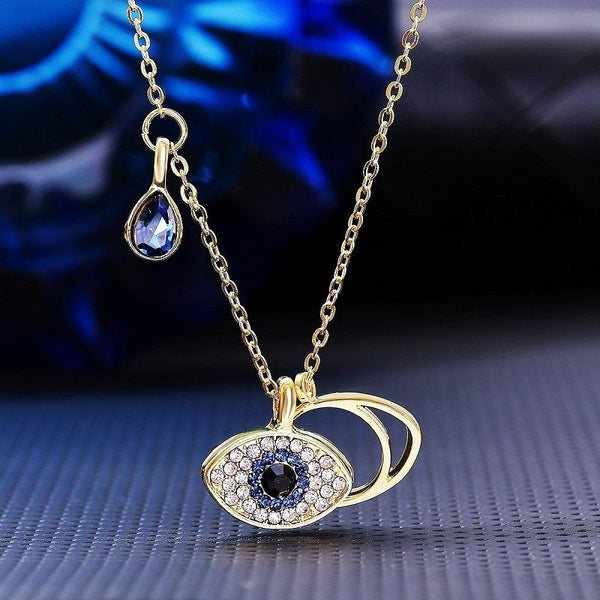 Angel Eyes Pendant Layered Necklace, Model: N2106-24 Overlap Alloy Eyes