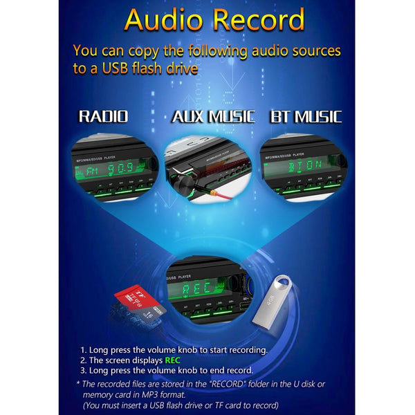 SWM503 Car Radio Receiver MP3 Player with Remote Control, Support FM & Bluetooth & USB & AUX & TF Card