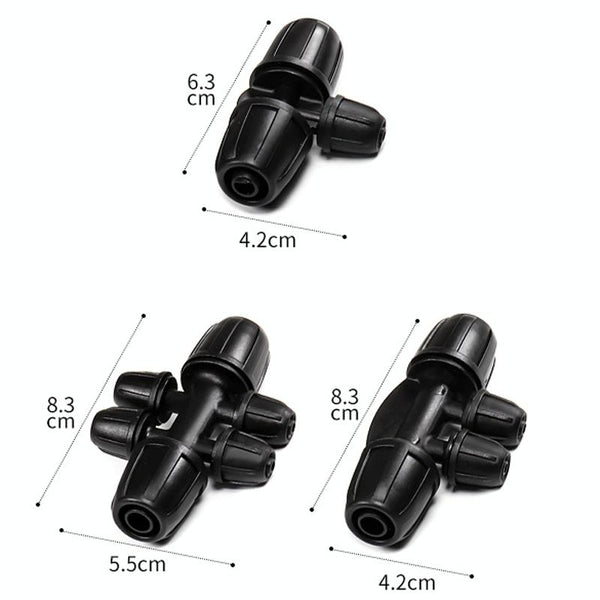2pcs 8/11 To 4/7 Dual Locking Reducer Drip Irrigation Fittings Gardening Hose Sprinkler Connector, Model: 6 Way