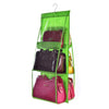 B05005 Double Sided 6 Pocket Hanging Bag Non-woven Fabric Hanging Handbag Organizer(Green)