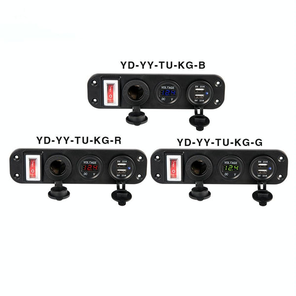 12V-24V Universal Car / Yacht Mobile Phone Charger Modification Ddual USB Panel with Switch(Blue Light)