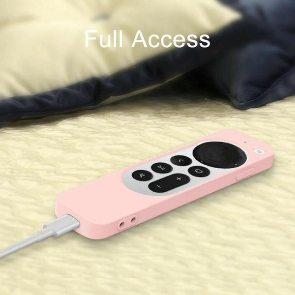 Silicone Protective Case Cover with Rope For Apple TV 4K 4th Siri Remote Controller(White)