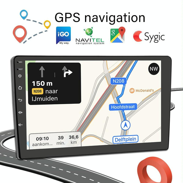 A3018 9 Inch Android Navigation CarPlay 2+64G Dual-Spindle Universal Central Control Screen Car Navigator Reversing Video Player(Standard)