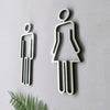 2 PCS Acrylic Toilet Symbol Adhesive Backed Bathroom Toilet Door Sign for Hotel(Silver)