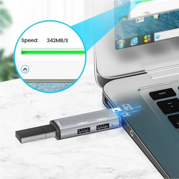 ADS-302A 3 in 1 USB to USB 3.0 / 2.0 Hub Expansion Station USB Adapter(Silver)