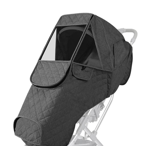 Autumn And Winter Warm Thickened With Velvet Baby Stroller Weatherproof Cover(Dark Gray)
