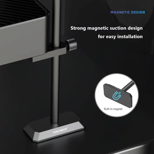 COOLMOON GH195 Desktop Computer Vertical Mounted Graphics Card Protection Shelf Metal Rod Magnetic Support Bracket, Color: Silver