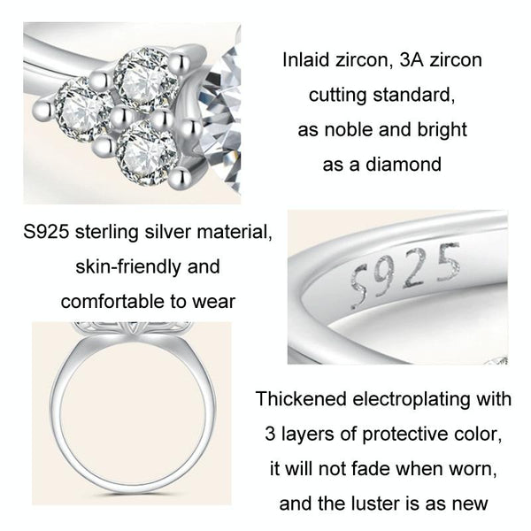 MSR016 Sterling Silver S925 Sparkling White Gold Plated Moissanite Heart Ring(No.8)