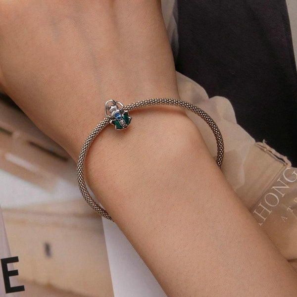 SCC2432 Sterling Silver S925 Beetle Oil Drip Zircon Beaded Bracelet