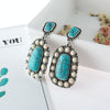 925 Antique Silver Plated Turquoise Earrings(Silver)