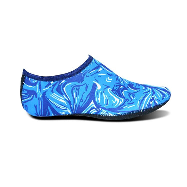 Non-slip Plastic Grain Texture Thick Cloth Sole Printing Diving Shoes and Socks, One Pair, Size:S (Blue Figured)