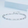 BSB101 Sterling Silver S925 Simple Round Ring White Gold Plated Zircon Bracelet