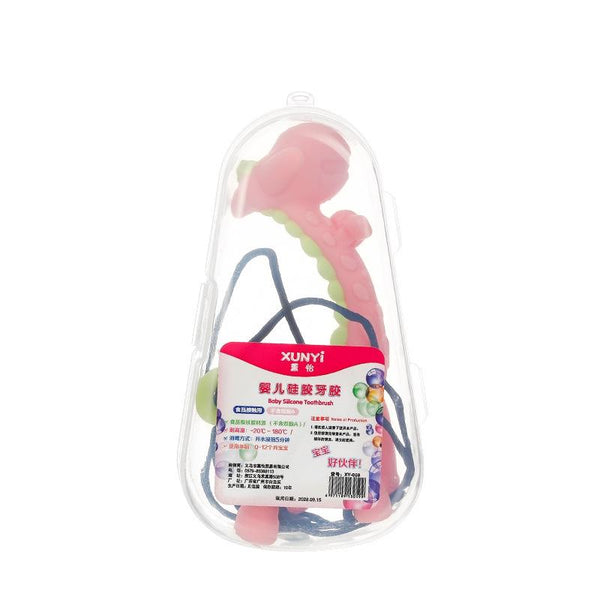 XUNYI Baby Giraffe Rattles Teether Kids Silicone Bite Toy, Spec: Drop Box Pink