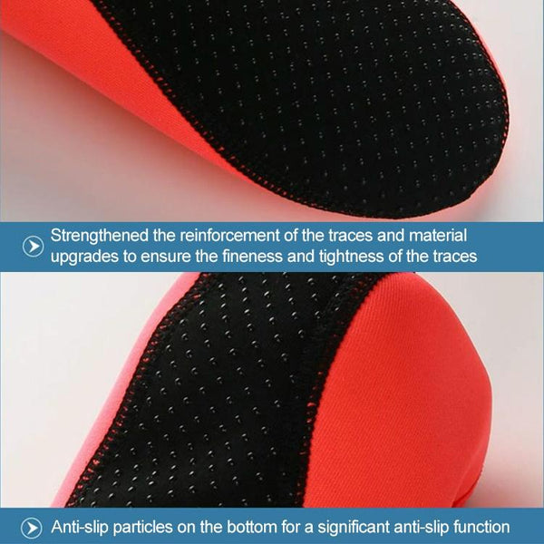 Non-slip Plastic Grain Texture Thick Cloth Sole Solid Color Diving Shoes and Socks, One Pair(Rose Red)