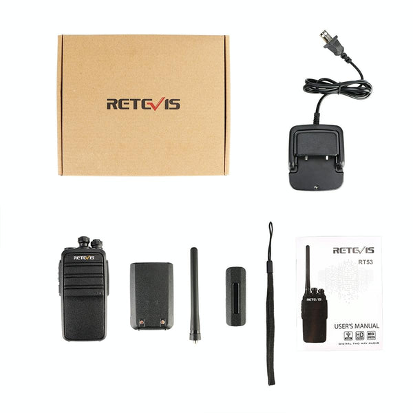 RETEVIS RT53 2W 400-470MHz 1024CHS DMR Digital Two Way Radio Handheld Walkie Talkie(Black)