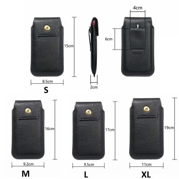 Mobile Phone Leather Waist Bag Holster Pouch M 6.5 Inch Brown